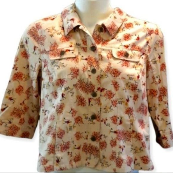 💗  Christopher&‎ Banks Stretch Floral Petite Jacket PXL - Picture 1 of 1